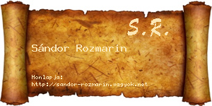 Sándor Rozmarin névjegykártya